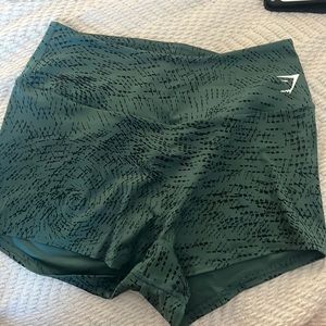 Gymshark training short, green patterned, US XL